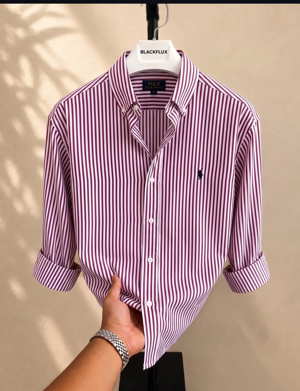 Maroon stripe shirt