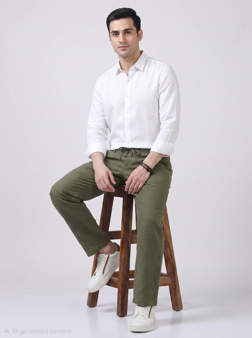 Olive green linen trouser