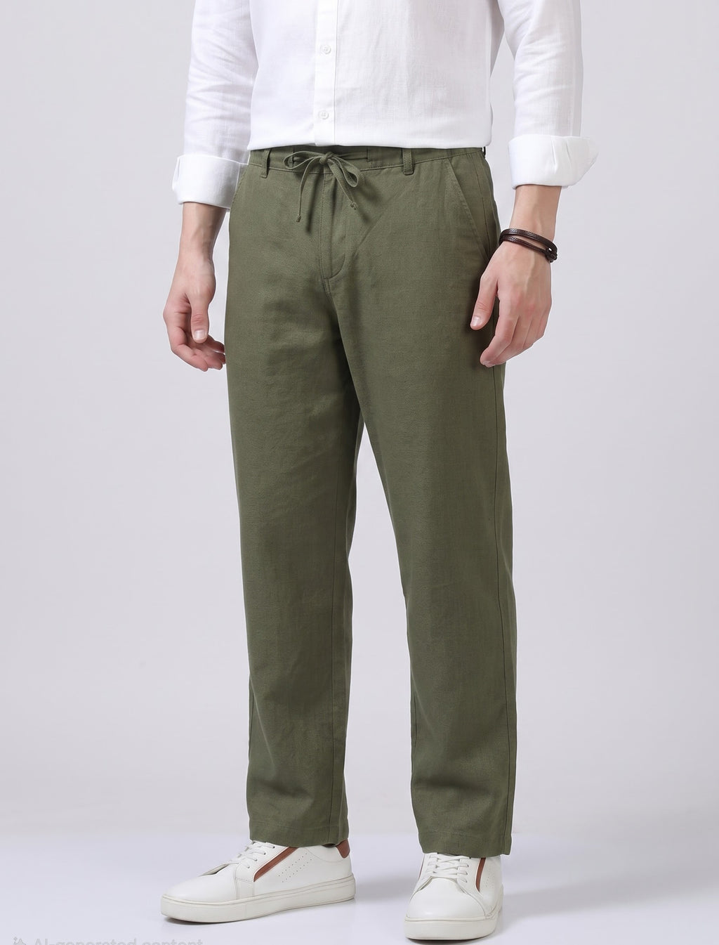 Olive green linen trouser