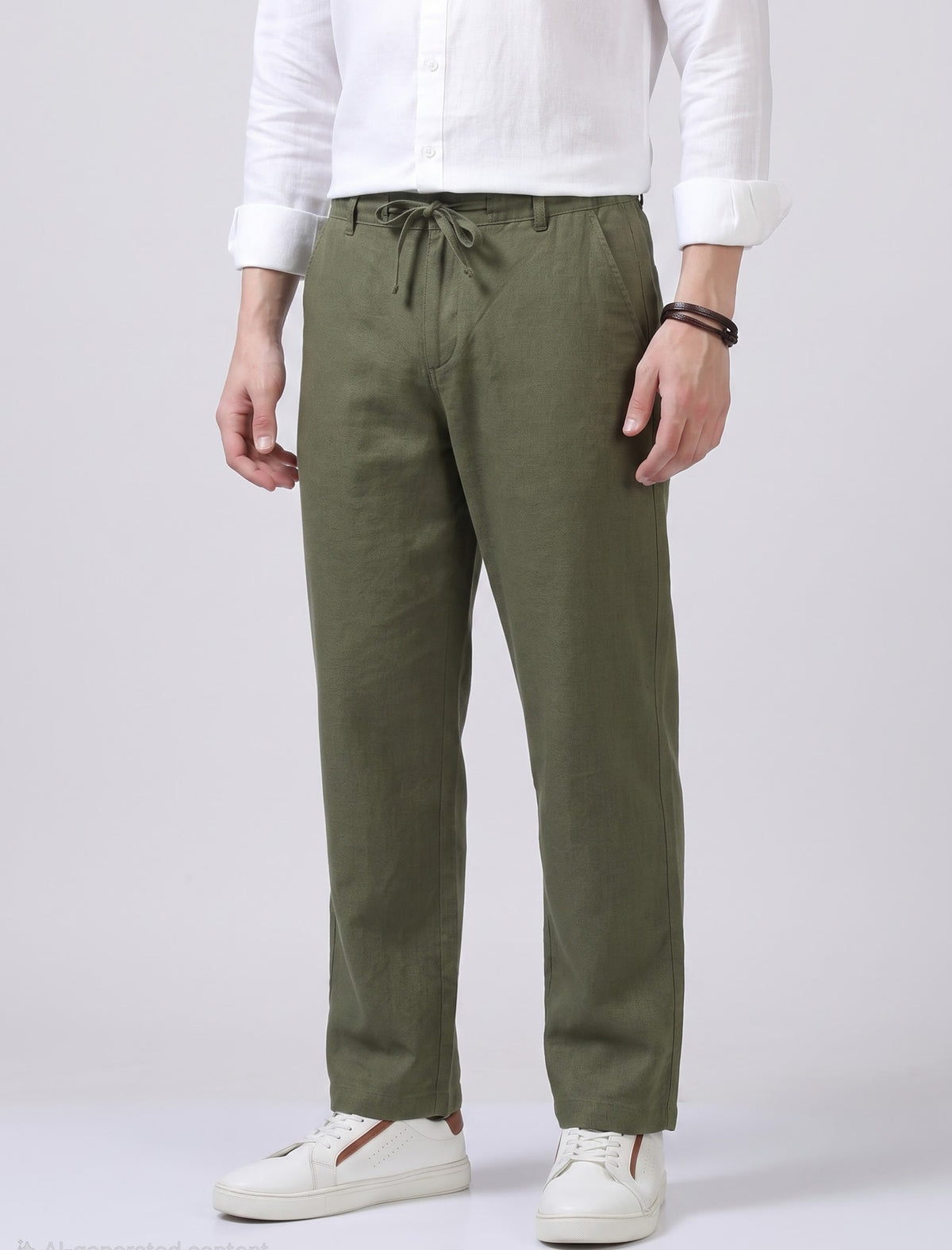 Olive green linen trouser
