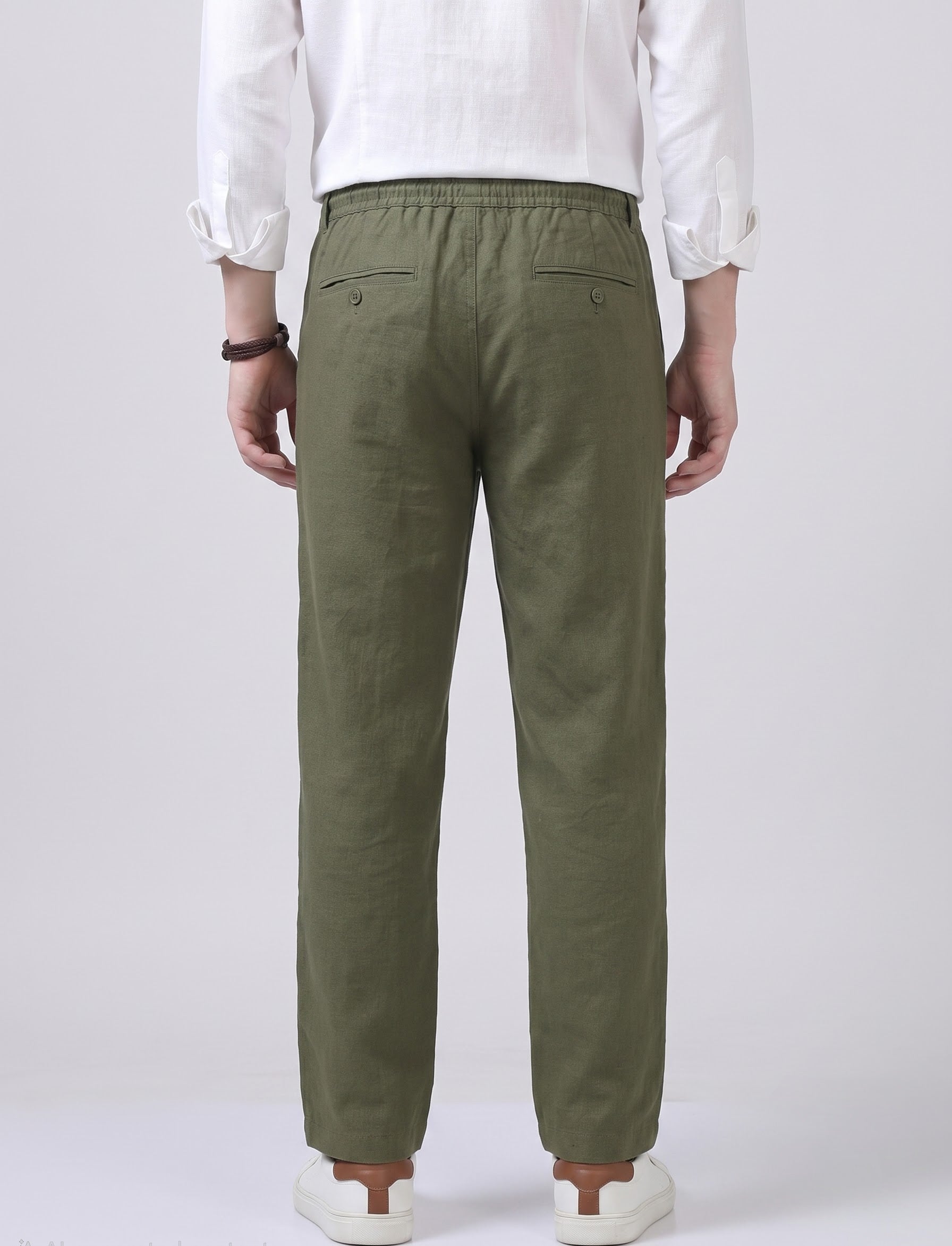 Olive green linen trouser