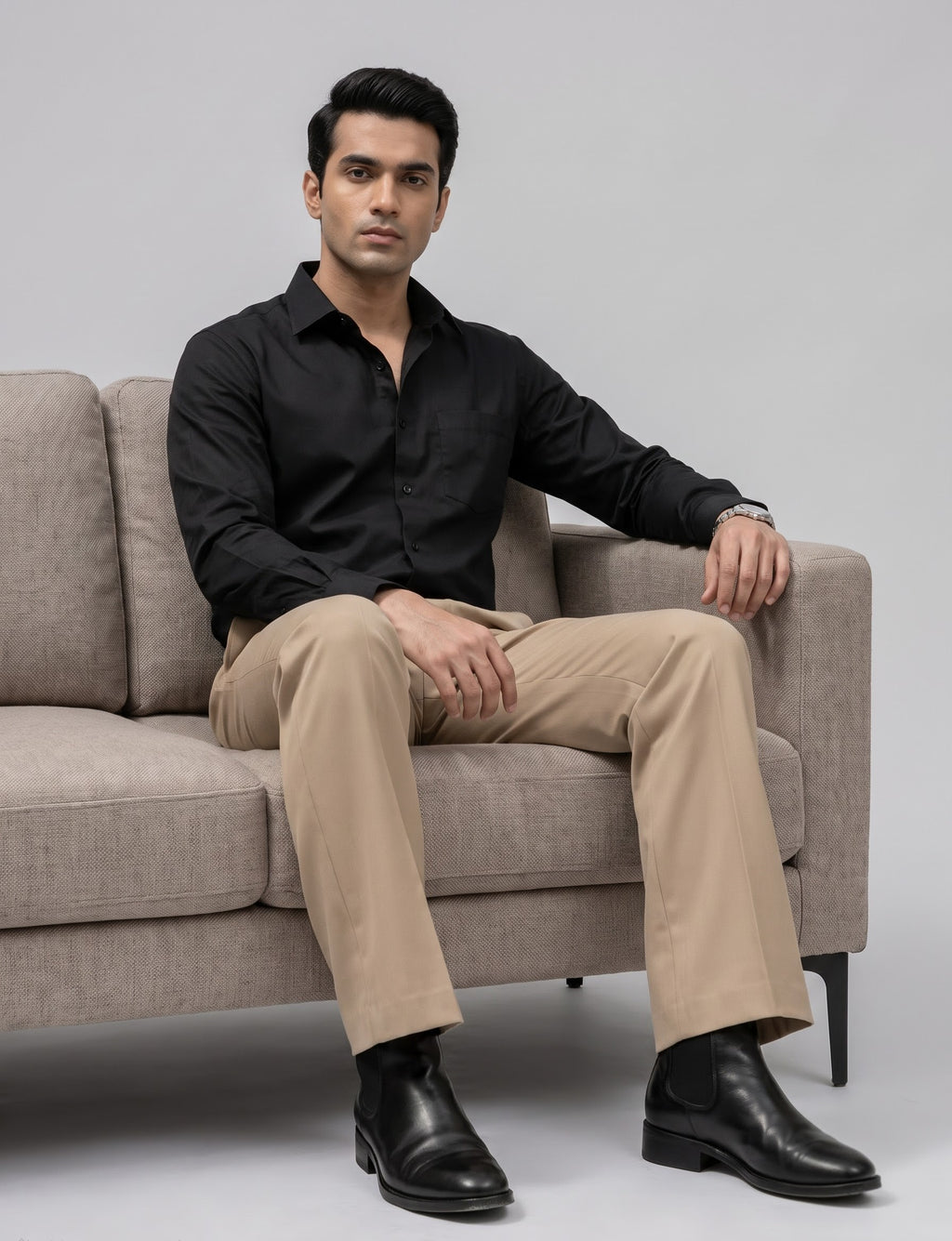 Beige bootcut trouser