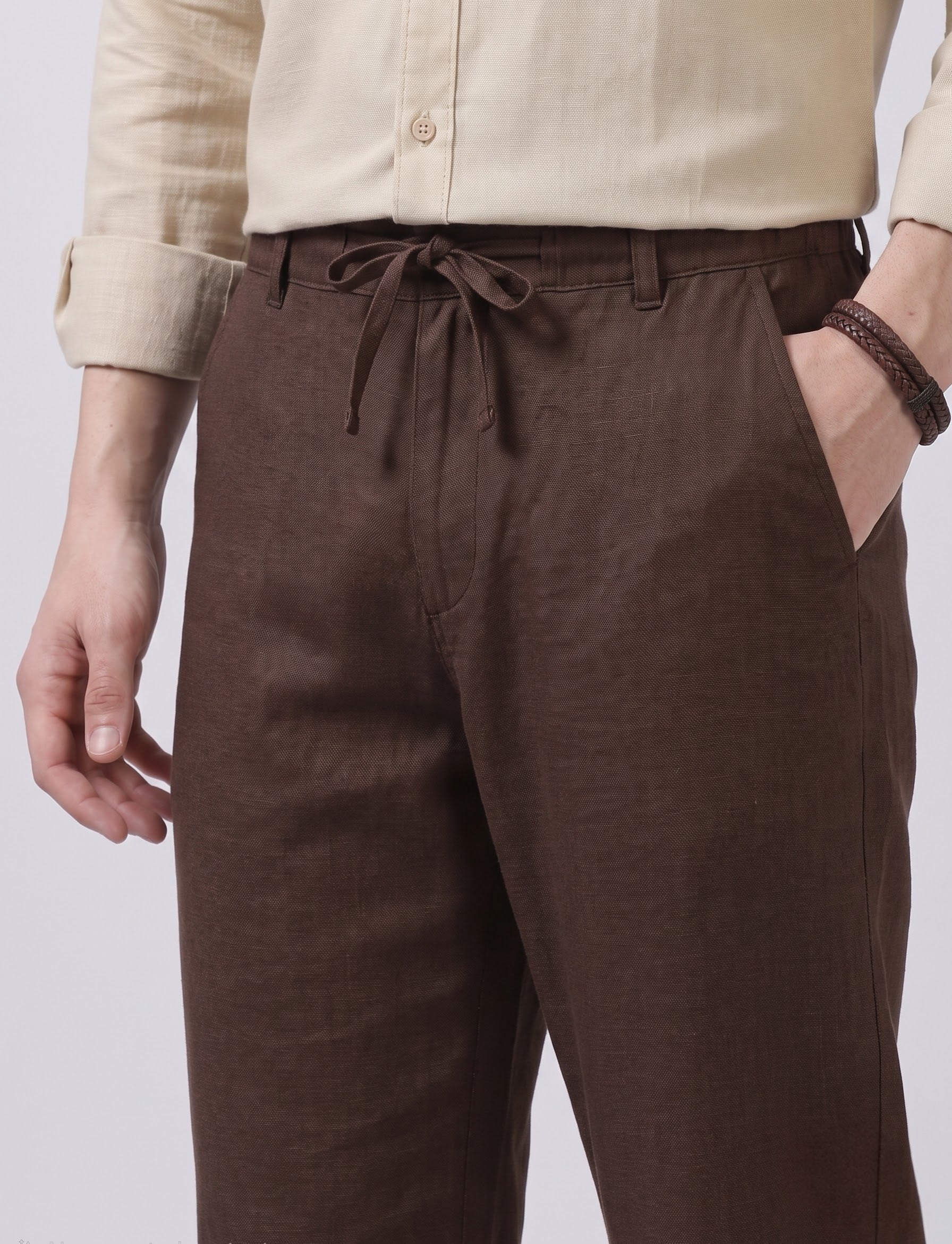 Brown linen trouser
