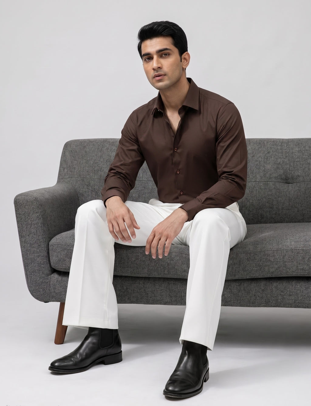 White bootcut trouser