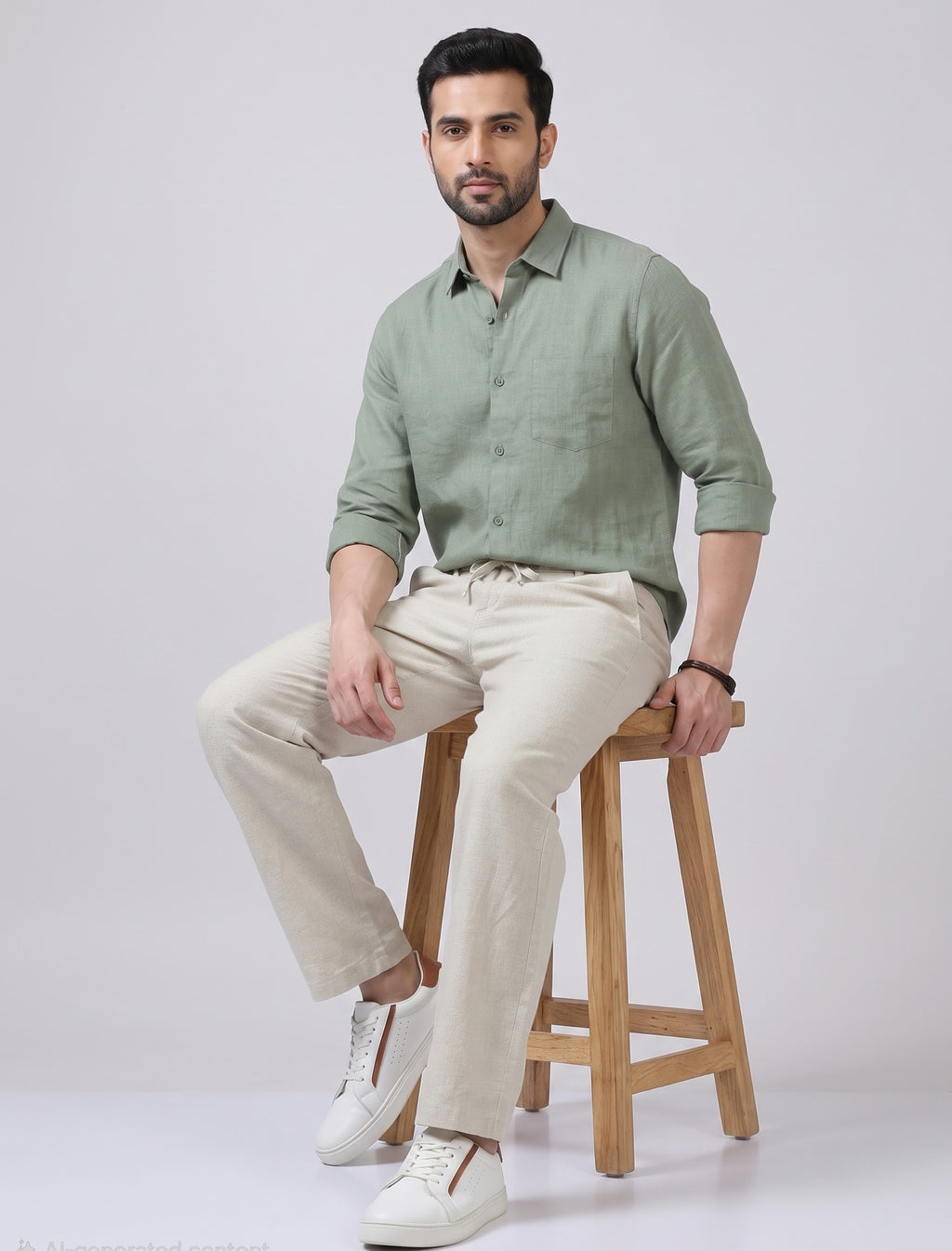 Cream linen trouser