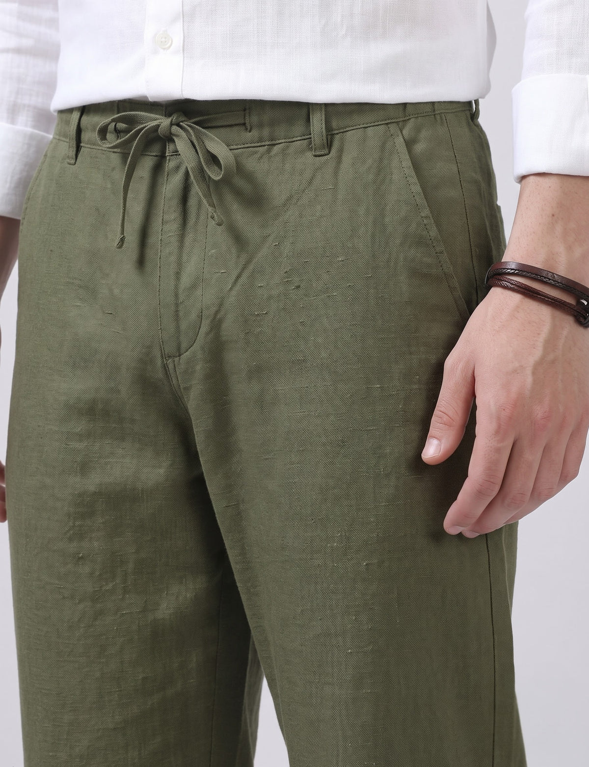 Olive green linen trouser